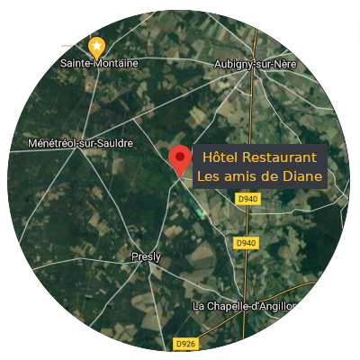 carte géographique pour accéder à l'Hôtel Restaurant Les amis de Diane à Ennordres